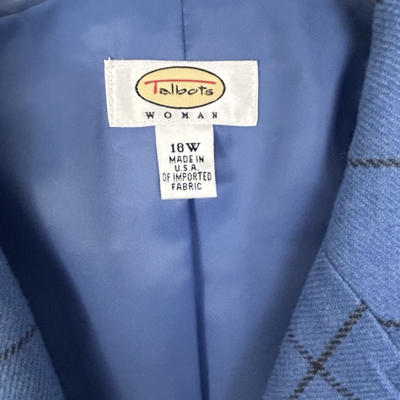 TALBOTS WOMAN Blue Plaid Cashmere Wool BLAZER Jacket 18W Work Office Academia - Picture 11 of 14